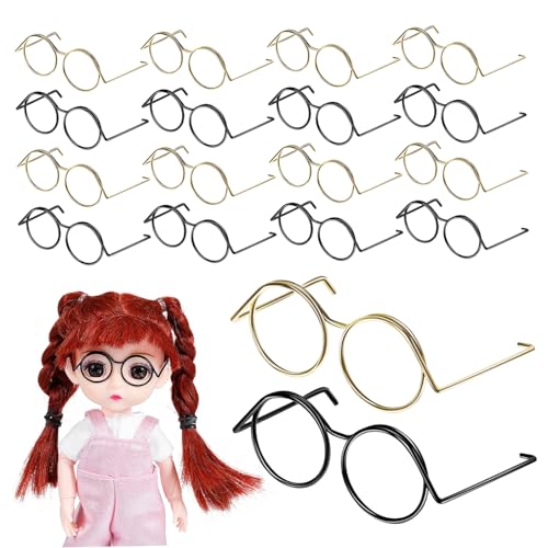 Milisten 20 Stück Puppenbrille Brillen Für Puppen Puppe Tiny Brille Doll Zubehör Brillenrequisiten Für Puppe Cosplay Gläser Klein Puppenzubehör Mini Geformt Verschleiß Winzig Rand Kupfer von Milisten