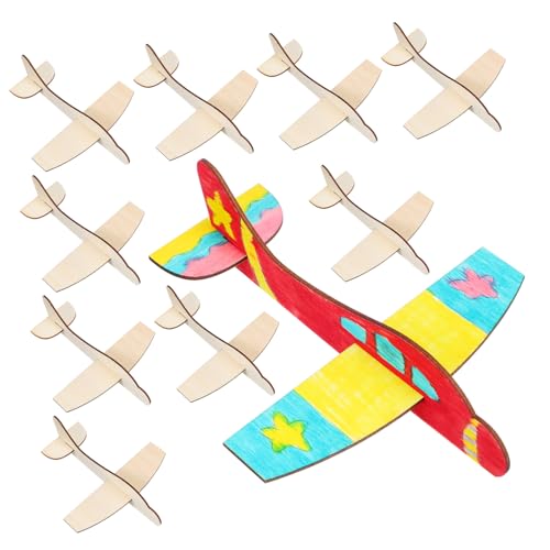 Milisten 20Stücke Holzflugzeug Modelle zum Basteln Unvollendete Holzspielzeuge zum Bemalen für Kreatives DIY für Handwerk und Spaß Holzspielzeug für Kleine Bastler von Milisten