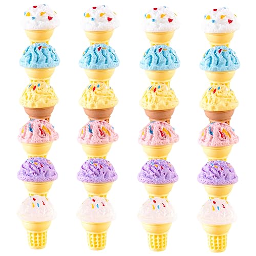 Milisten 24 Stück Mini Eiscreme Teiliges DIY Zubehör für Miniaturhäuser Realistische Dekoration aus Resin für Puppenhaus und Kreative Spiel Szenarien von Milisten