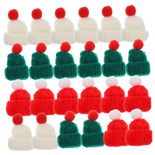 Milisten 24 Stück Teiliges Mini Weihnachtsmützen aus Strick Bunte DIY Bastel Hüte für Christbaumschmuck Puppen und Flaschen Farbenfrohe Mini Nikolausmützen für Festliche Weihnachtsdeko von Milisten