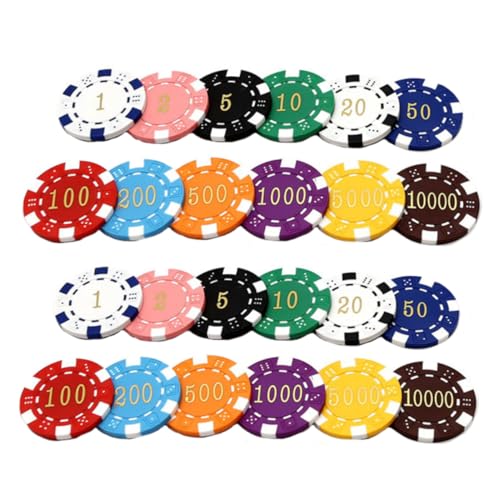 Milisten 24 Stück Teiliges Poker Chips mit Wertangaben Robuste Spielmünzen als Belohnungsspielzeug für Lernen von Rechnen Sortieren und Gruppieren für Pokerabende und Kinderspiele von Milisten