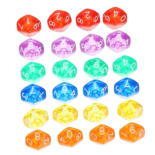 Milisten 24 Stück Teiliges Würfelset aus Acryl Seitige Polyedrische Würfel für Brettspiele Rollenspiele Mathematikspiele und Partys Transparent Rot Gelb Blau Grün Orange und von Milisten