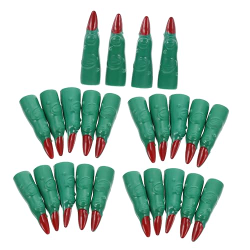 Milisten 24 Stück Vivid Fake Halloween Fingerabdeckungen Grüne Hexenfinger Nagel Requisiten für Cosplay Halloween Partys Realistische Kunstfingernägel Wiederverwendbar und Sicher von Milisten