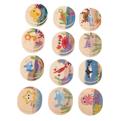Milisten 24-teiliges Montessori-Memory-Spiel Aus Holz Mit Meerestieren Für Kinder, Pädagogisches Meerestier-Spielzeug Zur Verbesserung Der Konzentrations- Und Gedächtnisfähigkeiten Von von Milisten