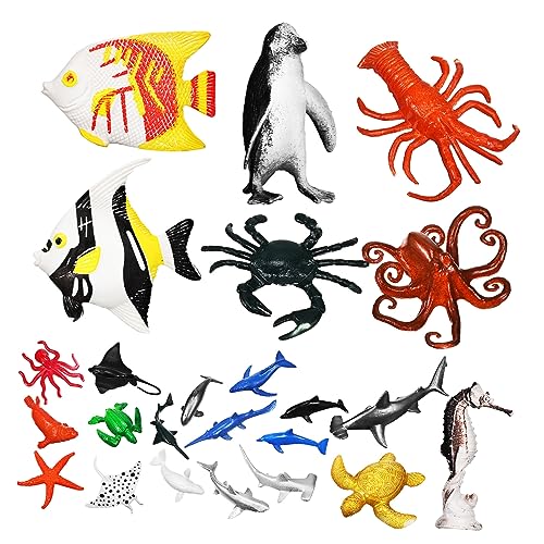 Milisten 24Stücke Teiliges Meerestier Spielzeugset Realistische Kleine Meerestiere Aus Kunststoff Vielseitig Einsetzbar Für Lernen Dekoration Für Aquarien von Milisten