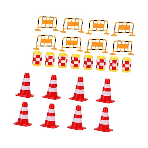 Milisten 24Stücke Verkehrssymbol Straßenblock mit Straßenkegeln und Verkehrszeichen Pädagogisches Lernspielzeug für Frühe Transportbildung für Drinnen und Draußen von Milisten