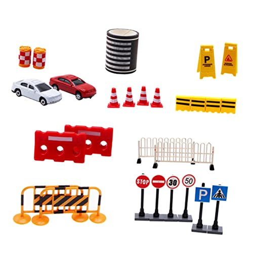 Milisten 27 Stück Miniatur Verkehrszeichen Spielset Teiliges Set mit Absperrungen für DIY Sandtisch und Lernspielzeug für Fördert Kreatives Spiel und Frühe Bildung von Milisten