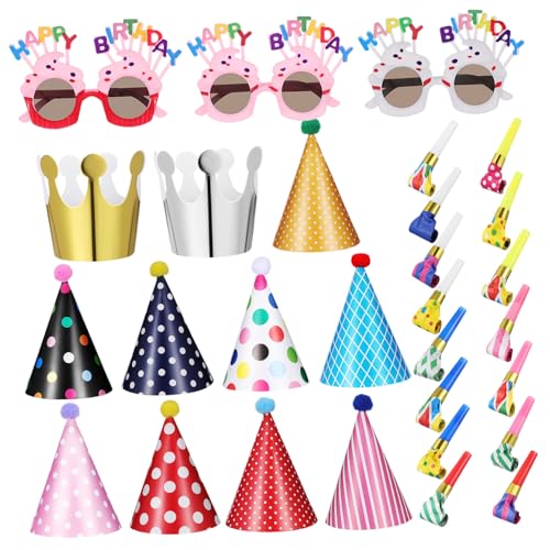 Milisten 29-teiliges Banner-party-dekorationsset Für Kinder: Enthält Mini-kegelhüte, Krachmacher, Gebläse Und Originelle Sonnenbrillen Für Foto-requisitenfeiern Für Jungen Und Mädchen Milisten 29-teiliges Banner-party-dekorationsset Für Kinder: Enthält Mini-kegelhüte, Krachmacher, Gebläse Und Originelle Sonnenbrillen Für Foto-requisitenfeiern Für Jungen Und Mädchen von Milisten
