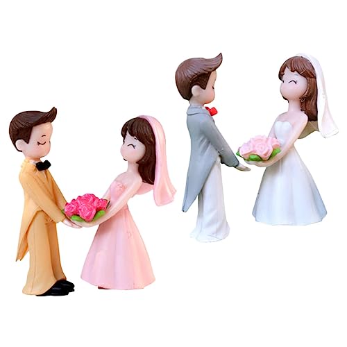 Milisten 2Paare Hochzeitspaarpuppen Kleine Und Figuren Für Kuchendekoration Tischdekoration Und Heimdekoration Charmante Hochzeitspaar Modelle von Milisten