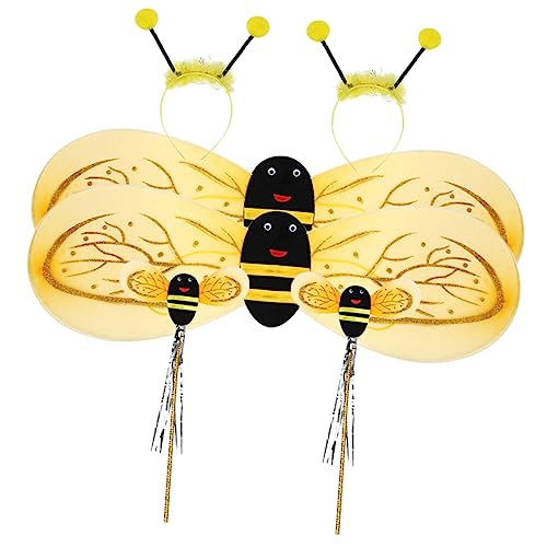 Milisten 2 Satz Bienen Kostüm Zubehör für Kinder Stirnband Flügel Zauberstäbe für Halloween und Cosplay von Milisten