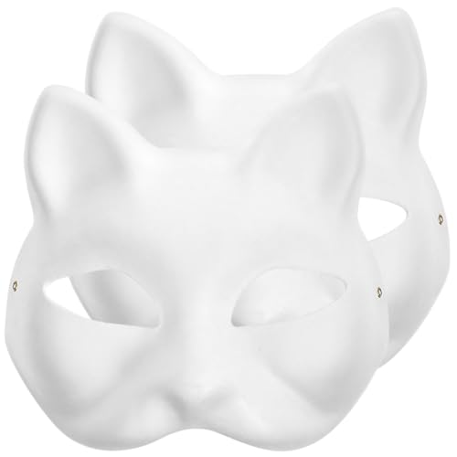 Milisten 2Stücke DIY Katzenmaske Leere Weiße Papiermasken Unbemalt Bastelmasken für Kunstprojekte und Maskerade Events Milisten 2Stücke DIY Katzenmaske Leere Weiße Papiermasken Unbemalt Bastelmasken für Kunstprojekte und Maskerade Events von Milisten