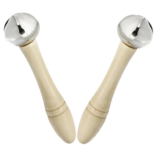 Milisten 2Stücke Handglocken mit Holzgriff Musikinstrumente für Percussion für Partys Klassenzimmer und Weihnachtsfeiern von Milisten