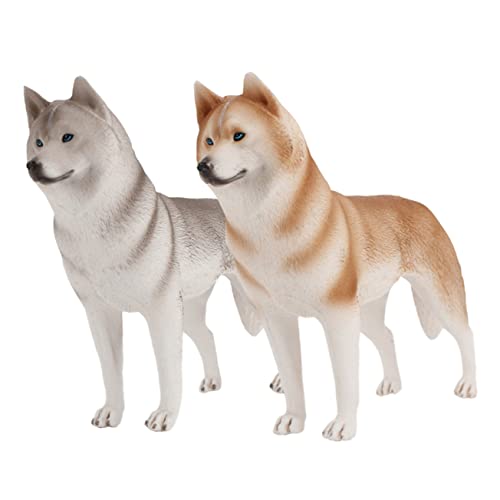 Milisten 2Stücke Hundedekoration Simulierter Husky Hund Modell für Wohnaccessoires für Tischdeko für Büro und Zuhause von Milisten