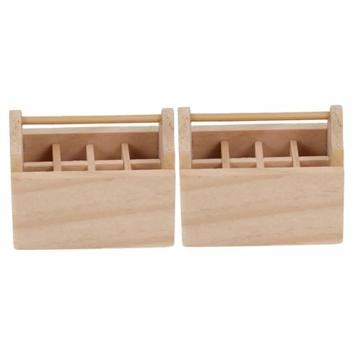 Milisten 2Stücke Miniatur Holz Toolbox DIY Aufbewahrungsbox für Puppenhaus Dekoration Langlebiges Holzmaterial Verzierung für Szenenlayout von Milisten