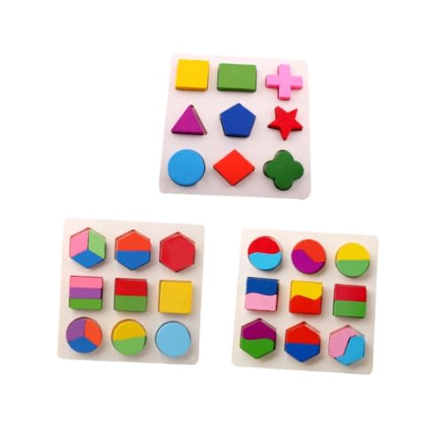 Milisten 3 STÜCKE Teiliges Geometrisches Lernspielzeug aus Farbige Formen Puzzleplatten zur Formenerkennung Frühkindliches Förderspiel für Fördert Beobachtung und Geduld von Milisten