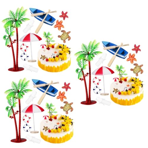 Milisten 3 Sätze Dekoration Mit Strandmotiven Kuchenverzierung Baum Dekorationen Für Strandkuchen Im Freien Party -kuchendekorationen Hawaiianische Kuchendekoration Glas 10 Stück * 3 von Milisten