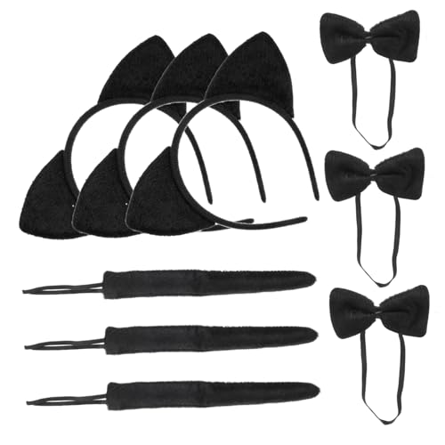 Milisten 3 Sätze Katzenohren Stirnband mit Schleife und aus Weiches Bequemes Cosplay Kostüm für Unisex Tier Accessoire für Karneval Fasching und Partyspaß von Milisten