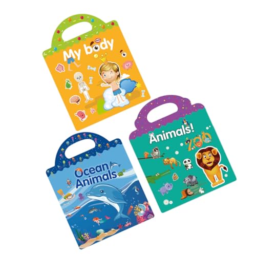 Milisten 3 Stickerbücher für Lernaufkleber Aufkleberbuch Childrens Sticker Books süßes Stickerbuch Kid Sticker Book Buchaufkleber selber Machen Papier von Milisten