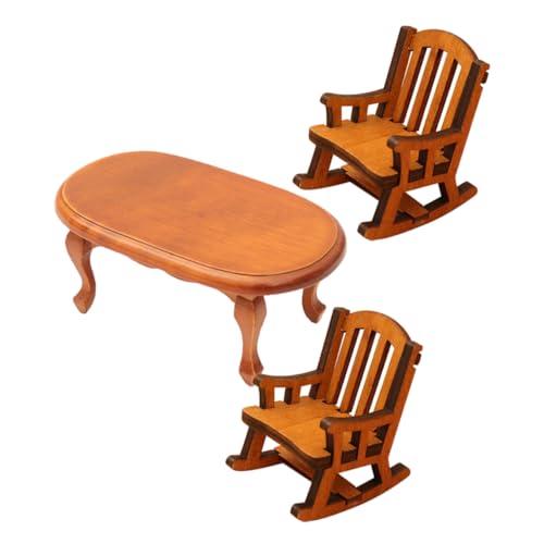 Milisten 3 Stück Eleganter Brauner Tisch und Schaukelstuhl aus Holz für Miniatur Szenen und DIY Fotografie für Puppenhausliebhaber und Sammler Milisten 3 Stück Eleganter Brauner Tisch und Schaukelstuhl aus Holz für Miniatur Szenen und DIY Fotografie für Puppenhausliebhaber und Sammler von Milisten