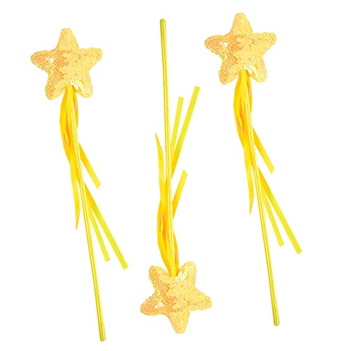 Milisten 3 Stück Feenstäbe mit Glitzer Sternförmige Zauberstäbe für Partys Cosplay und Aufführungen Gelbe Pailletten Designs für Magische Milisten 3 Stück Feenstäbe mit Glitzer Sternförmige Zauberstäbe für Partys Cosplay und Aufführungen Gelbe Pailletten Designs für Magische von Milisten