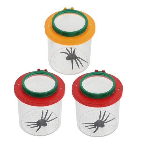 Milisten 3 Stück Insektenbeobachtungsbox mit Vergrößerungsglas Kinderfreundlicher Magnifier Container für Outdoor Lernen und Erkundung Rote Gelbe von Milisten