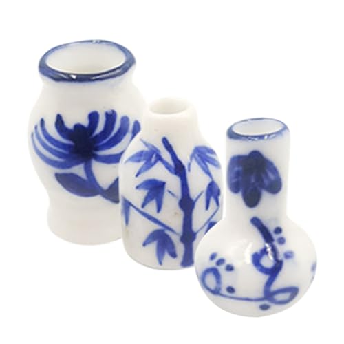 Milisten 3 Stück Keramikvase Vasendekoration Mini-blumenvase Mini-vasenspielzeug Kleine Vase Mini-hausvase Kleine Blumenvase Mini-hausverzierung Miniaturdekor Blue von Milisten