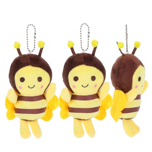 Milisten 3 Stück Kleiner Bienenanhänger Kind Kuscheltier Biene Flauschiger Schlüsselanhänger-Ornament Bienenspielzeug Biene Stofftier Charme Ausgestopft Pp Baumwolle Yellow von Milisten