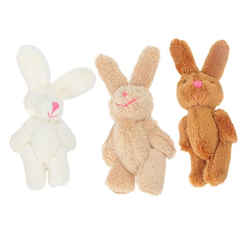Milisten 3 Stück Kleines Teiliges Bunny Plüschtier Weiches Kuscheltier Hase Braun Hellbraun und Weiß Gestaltetes DIY Handarbeitsanhänger für Kinderzimmerdeko und Schlafbegleiter von Milisten