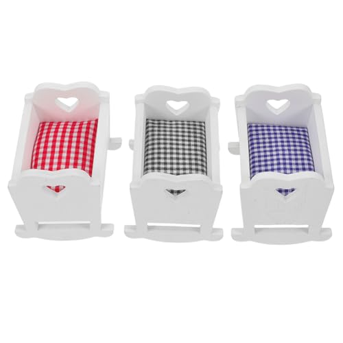 Milisten 3 Stück Maßstab Miniatur Möbel Zubehör Mini Kinderbett Ornament für Puppenhaus Dekoration und Sammler von Milisten