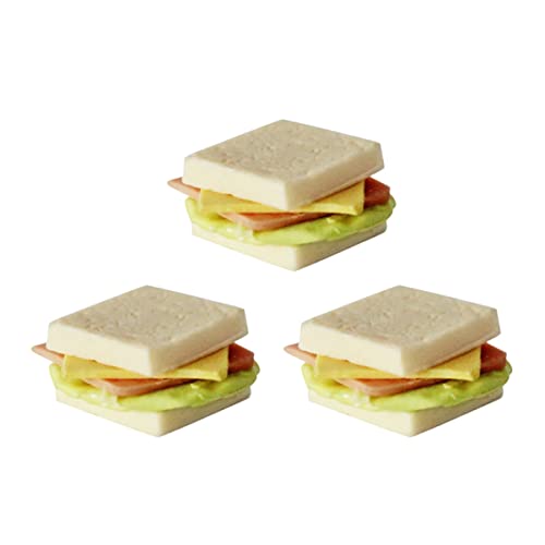 Milisten 3 Stück Mini-Sandwiches realistische Lebensmittelrequisiten für kinderspielzeug bastelzeug Puppenhaus-Miniatur-Essen Mini-Sandwich-Modelle Harz von Milisten
