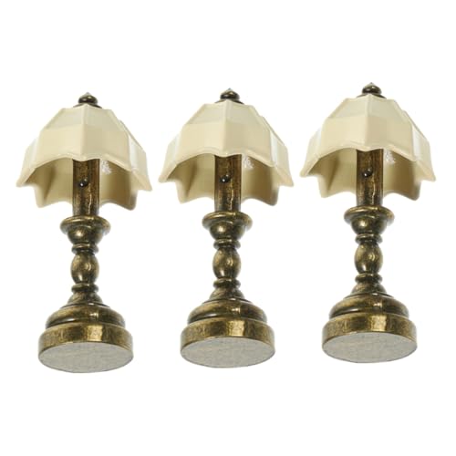 Milisten 3 Stück Mini-Schreibtischlampe Puppenstubenmöbel Bett Miniaturlampe weinachtsgeschenke Retro tischlampe tischlampen spielzeuge Puppenhaus-Nachttischlampe Mini-Hausschmuck Legierung von Milisten