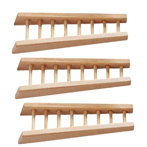 Milisten 3 Stück Miniatur Holzleiter Teiliges Puppenhaus Deko DIY Zubehör Realistische Mini Holztreppe für Puppenmöbel Stilvolle Mikro Landschaftsdekoration Mini Haus Accessoire von Milisten