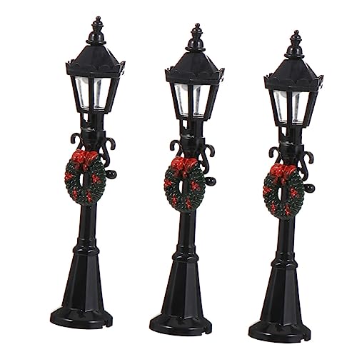 Milisten 3 Stück Modell Straßenlaterne Miniatur-Straßenlaternen Puppenhaus Party für kinderspielzeug Mini-Straßenlaternenmodell Mikroskopische Modelllichter Plastik Black von Milisten