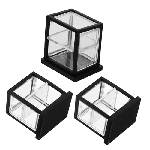 Milisten 3 Stück Puppenhaus-vitrine Anzeige Für Mini Dekorationen Realistisch Winzig Klein Showcase Schaufenster Tortendeko Einschulung Dollhouse -lieferungen Puppenhaus-Ornament Abs Black von Milisten