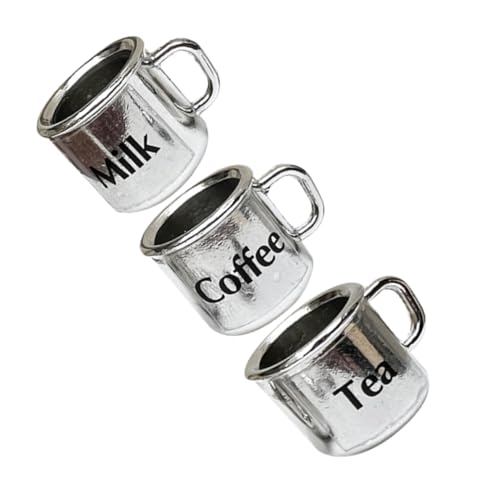 Milisten 3 Stück Puppenstubentasse dekorativ Becher Metall Tasse Miniaturhaus Tassenmodell Machen Sie eine Tasse kaffeetassen puppenhaus kleine Kaffeetasse kleine Teetasse Silver von Milisten
