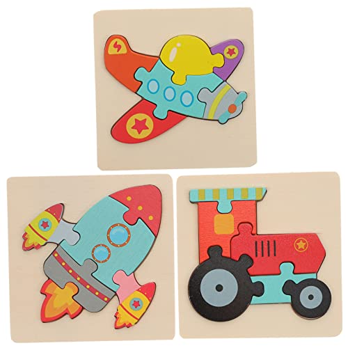 Milisten 3 Stück Puzzle DIY -Holzrätsel Frühpädagogisches Kinderhandwerk Rätsel für hölzern von Milisten