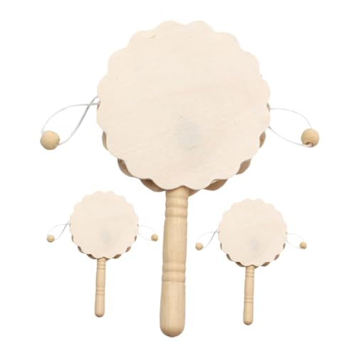 Milisten 3 Stück Rassel Kind Rasseln Ö Artikel Babybongos DIY Rasseltrommel-Instrument bemalen Desktop-Verzierungen für zu Hause Musikinstrument Ahorn Beige von Milisten