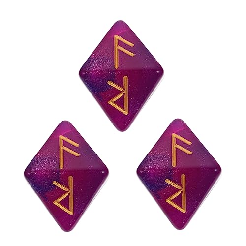 Milisten 3 Stück Seitige Polyeder Rune Würfel Kreative Acryl Würfel für Brettspiele Party Requisiten Sternenfarben für Rollenspiele und Gesellschaftsspiele von Milisten