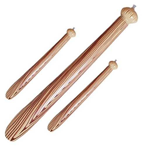 Milisten 3 Stück Teiliges Aufblasbare Baseballschläger mit Holzmaserung Leichtes PVC Kinderspielzeug Wiederverwendbare Party und Jubelstäbe für Jungen und Mädchen Draußen von Milisten