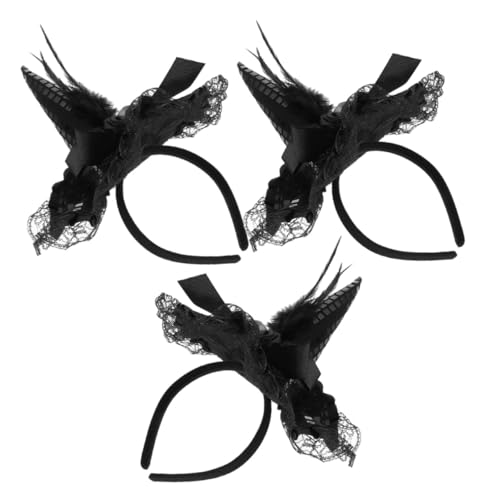 Milisten 3 Stück Teiliges Hexenhut Haarreif mit Glitzer und Spitze Flexible Halloween Kopfbedeckung für Damen und Leichtes Komfortables Hexen Kostüm Zubehör für Party Cosplay von Milisten