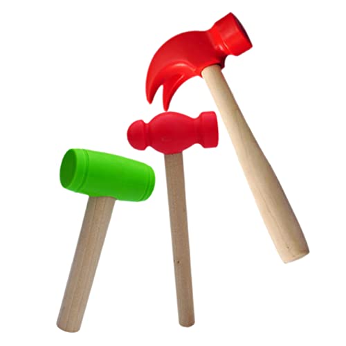 Milisten 3 Stück Teiliges Holzhammer Spielzeugset für Roter und Grüner Hämmer für Kreatives Pädagogisches Werkzeug Motorik und Hand Augen Koordination von Milisten