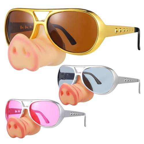 Milisten 3 Stück Teiliges Lustige Brillen mit Schweinenase Witzige Sonnenbrille für Erwachsene Leichte Party Accessoires Kostüm Requisite für Halloween Clowns Hexen Geschenkidee von Milisten