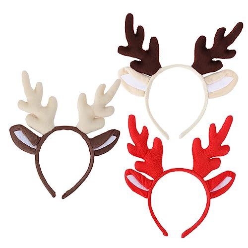 Milisten 3 Stück Teiliges Rentier Geweih Haarreif mit Ohren Weihnachtlicher Stirnband Kopfschmuck für Erwachsene Rutschfestes Xmas Accessoire für Party Bühne und Festliche Fotosessions von Milisten