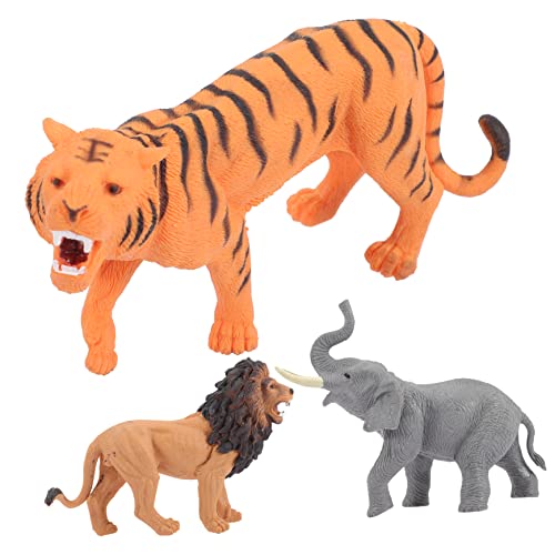 Milisten 3 Stück Teiliges Set Realistische Tierfiguren Elefant und Tiger aus Hochwertigem Kunststoff für Kreatives Geeignet für Vorschulkinder von Milisten