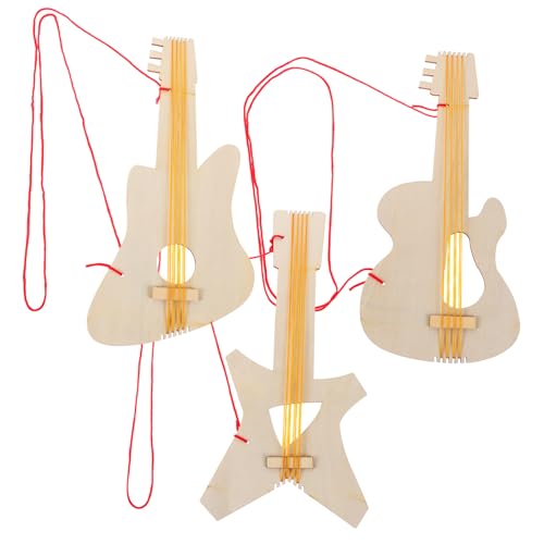 Milisten 3 Stücke Holzgitarre Gitarrenkind DIY-Tiere aus Holz für Spielzeuggitarre für Musikhandwerk für Gitarren-Partydekorationen Gitarrenfarbe Kindergitarre hölzern von Milisten