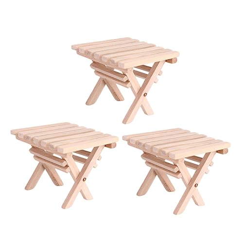 Milisten 3 Stücke Mini -Modelltabelle klein Klapptisch Tragbar Faltbare Tabelle Falten Puppenhaus-Miniatur-Geschirr Modelle Mini - Klappbarer Mini-Schreibtisch Mini-Tisch hölzern von Milisten