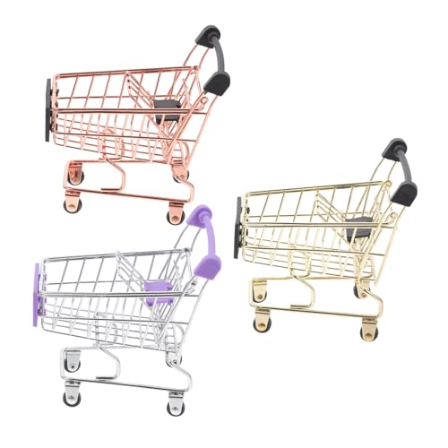 Milisten 3 Teilige Desktop Aufbewahrungsornamente Organizer Kleinkinderwagen Spielzeugwagen Puppenwagen Mini Mini Mini Modell Einkaufstrolley Spiel Einkaufswagen Für Formwagen von Milisten