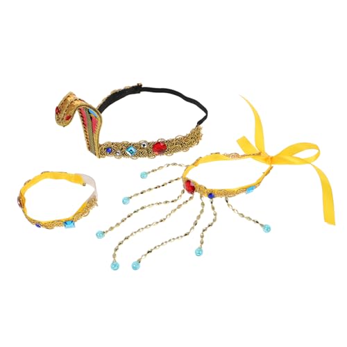 Milisten 3 Teiliges Schlangenförmiges Stirnband Armband Set Ägyptisches Kostümzubehör Antikes Kostümzubehör Kostümarmbänder Ägyptisches Kostüm Mädchen Schlangenarmbänder von Milisten
