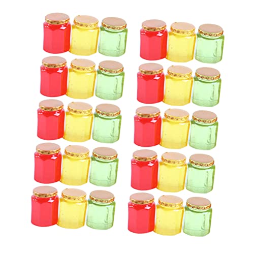 Milisten 30 Stück Puppenhausdekoration Puppenhaus Glas Miniatur-Süßigkeitsdosenmodell Mini Marmeladengläser für kinderspielzeug Kid Toys Miniatursachen Miniaturflasche Harz von Milisten