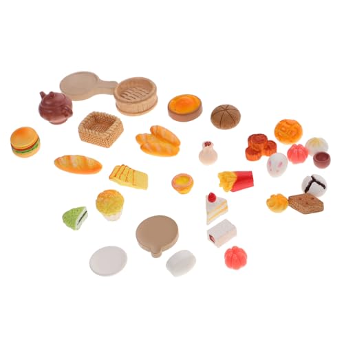 Milisten 30 Stück Teiliges Miniatur Puppenhaus Essen Realistische Mini Food Deko Vielseitiges Küchen Zubehör für DIY Puppenhaus Lebensechte Lebensmittel Miniatur Deko von Milisten